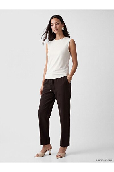 LC Waikiki Lcwaikiki Classic Brown Women's Trousers with Elastic Waist
