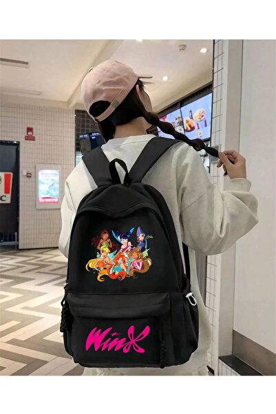 Minga London Black Winx Club Printed School, Class, Course Backpack