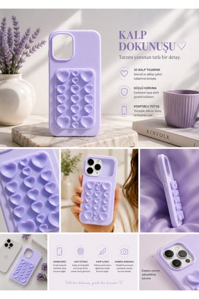 EskilikShop Yeni Sezon SADECE İPHONE 16 PROMAX UYUMLU Kalp Detaylı Vantuzlu S...