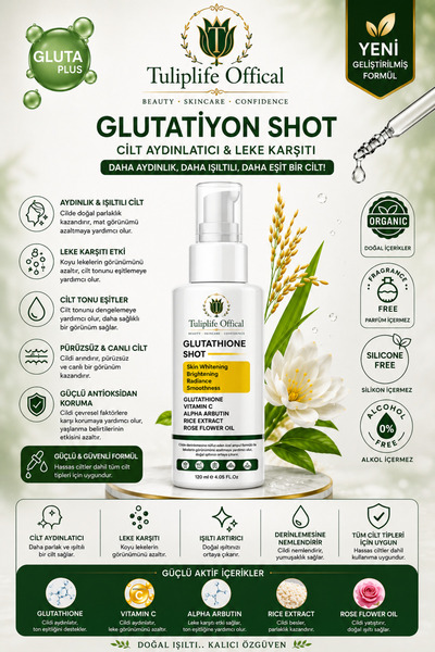Tuliplifeoffical Cilt , Vücüt , Genital Bölge Beyazlatıcı Peeling Etkili Glut...