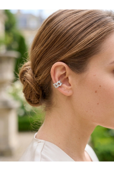 MuseumofYou Zircon Stone Earcuff Cartilage Earrings, Silver Color Plated, No ...