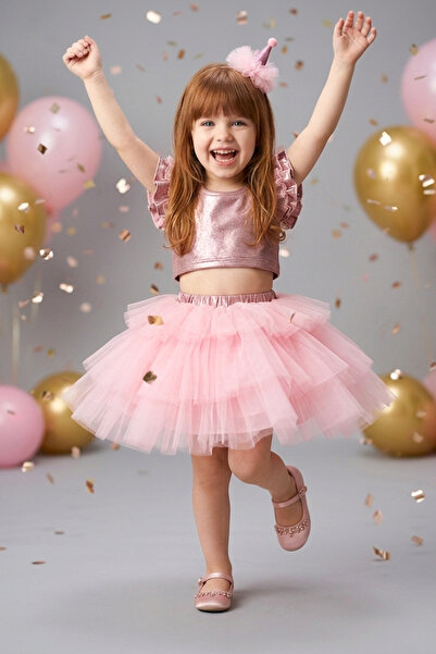 Baby Animals Baby Girl Birthday Party Wedding Dress Double Set Short Sleeve G...