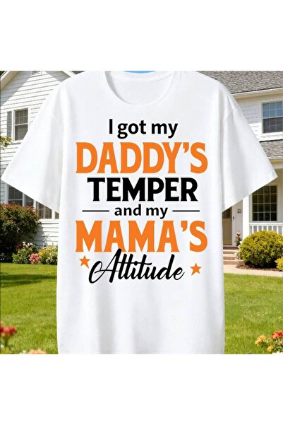 17 seramik تي شيرت أسود مطبوع عليه "I Got Daddy's Temper My Mama's Attitude"،...