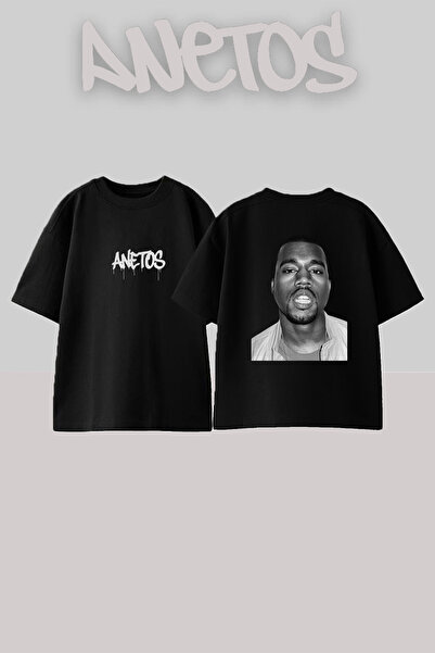 Anetos Kanye West_67 Design Printed Unisex Oversize Black Tshirt
