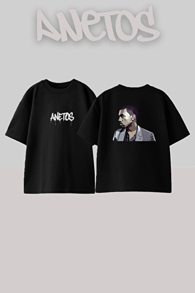 Anetos Kanye West_64 Design Printed Unisex Oversize Black Tshirt