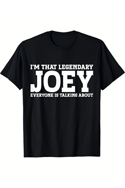 17 seramik تي شيرت رجالي ناعم بطباعة شعار "I'm That Legendary Joey" - أسود، ك...