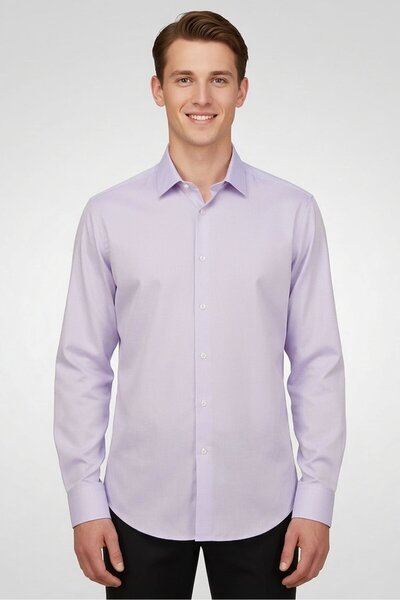 Calvin Klein Men Tall Fit Textured Long Sleeve Dress Shirt, Lilac
