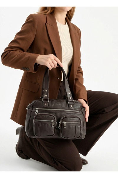 MEGA ÇANTA Faux Leather Women's Shoulder Bag 35*25 cm Crossbody Messenger Bag...