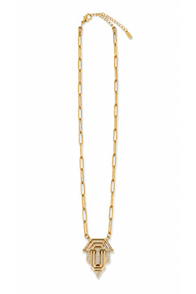 POSEİDONS JEWELLERY Gold Geometric Zircon Stone Necklace |   Modern Elegant W...