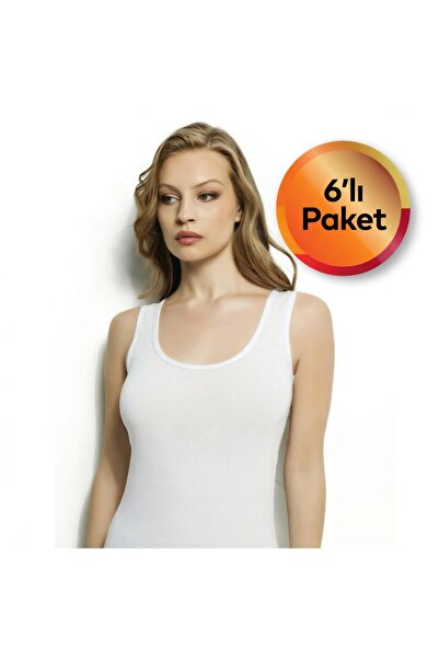 Cansu İç Giyim Women's 6-Pack Lycra Thick Strap Cotton Undershirt Set - Black...