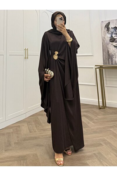 bezenstore YARASA KOL GOLD TOKALI SATEN ELBİSE