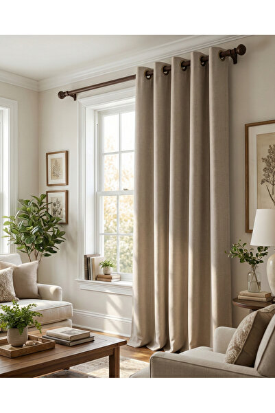 Pyramid Home Milano Linen Eyelet Background Curtain Rustic Single Wing Non-Cr...