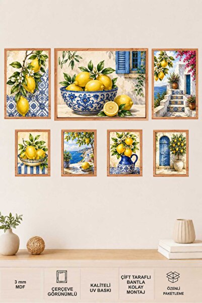 UNT Set de pictură murală din MDF cu 7 piese Lămâi mediteraneene |   Decor pe...