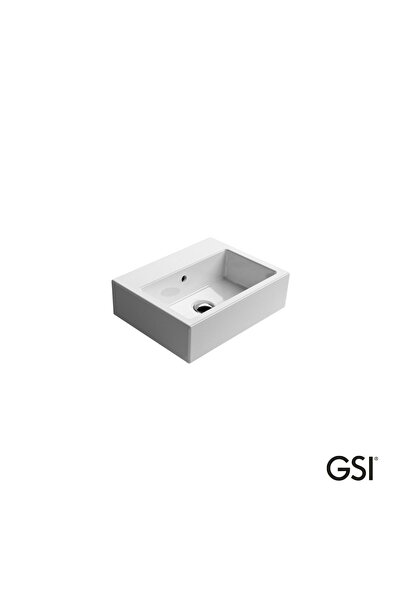 GSI Kube Κρεμαστός / Ένθετος Νιπτήρας Πορσελάνης Χωρίς Οπή Μπαταρίας 45 x 35ε...
