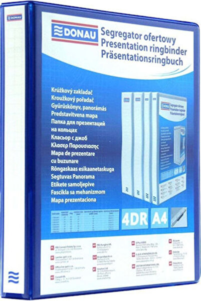 donau Dosar cu 4 inele pentru hârtie A4, albastru, 1 bucată