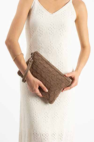 DEV 3 ADAM Γυναικεία τσάντα Clutch με σχέδιο κορδόνι βιζόν, με λουράκι χιαστί...