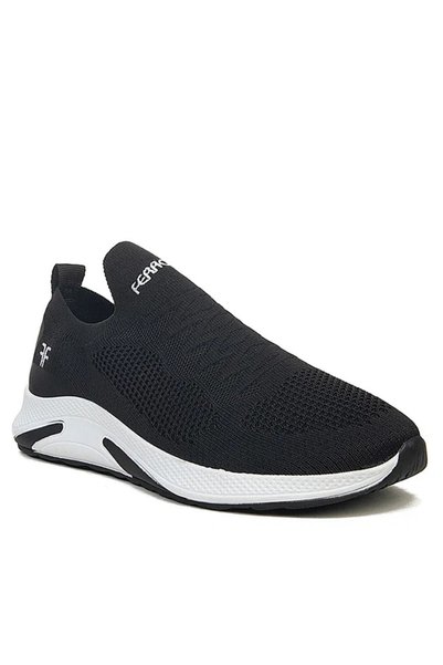 Giyyin Men's Sports Shoes Breathable Lightweight Comfortable Black and White Detailed Knitwear Casual Sneaker