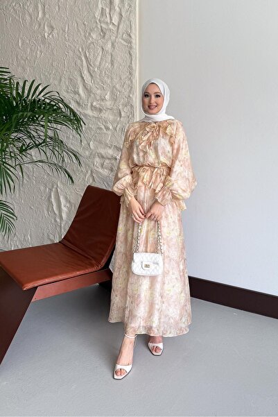 Rimel Moda Maxi Elbise Somon