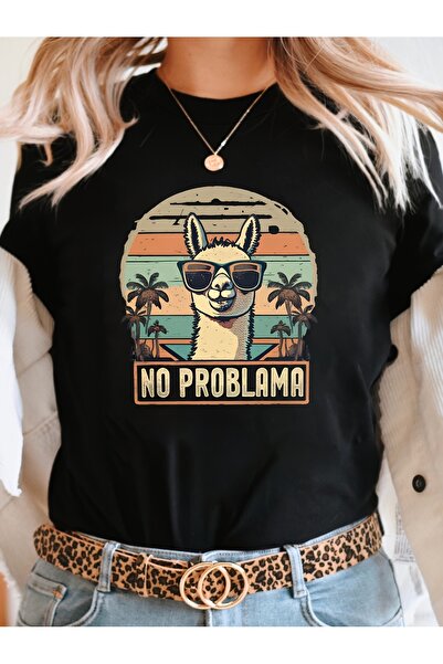 212Wear تي شيرت نسائي أنيق وعصري بطباعة جرافيكية من الألبكا NO PROBLAMA، برقب...
