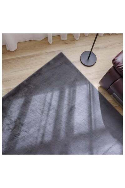 Danube Home Plush Solid Dark Grey Faux Rabbit Fur Rug 80x150 cm - Super Soft ...