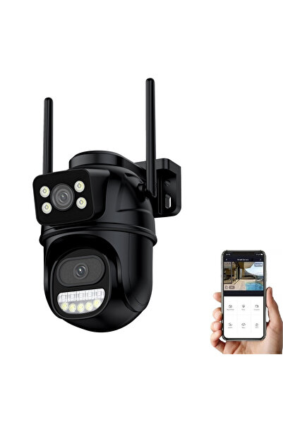 OnShop Camera Dubla PTZ Exterior 8MP WiFi, Rotativa 360°, Detectare Miscare, ...