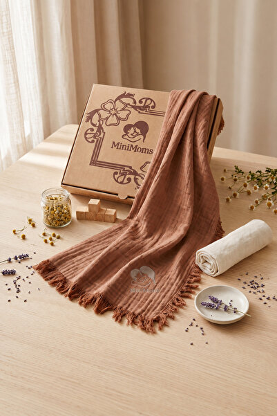 MİNİMOMS 100% Cotton 4-Layer Muslin Baby/Child Blanket 100X120 cm - Premium Q...