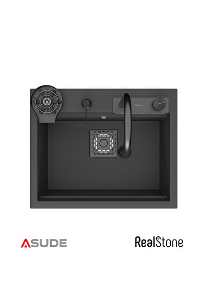 RealStone Angel Akıllı Granit Evye + Aksesuar Set Antrasit