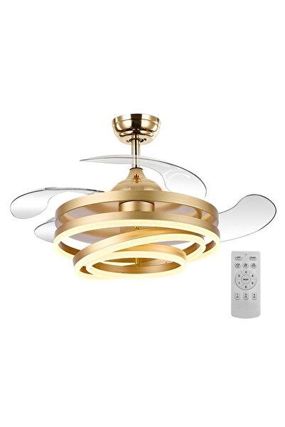 POWERTECH ανεμιστήρας οροφής HLL-0130 με LED φως, 72W, Φ106x50cm, χρυσός