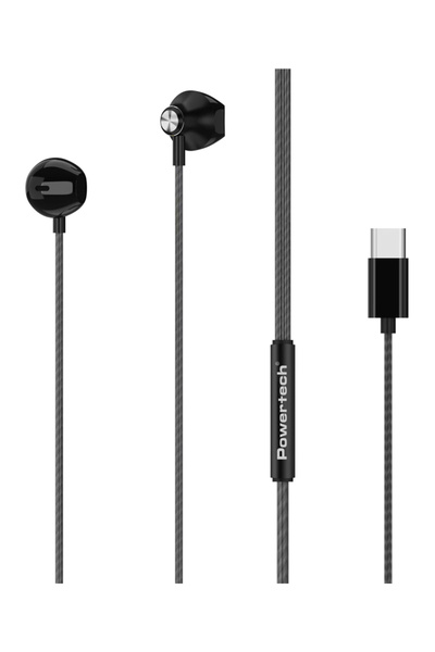 POWERTECH earphones με μικρόφωνο Prime, USB-C σύνδεση, 1.2m, μαύρα