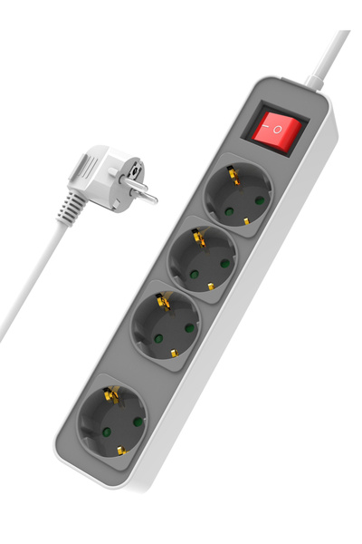 POWERTECH πολύπριζο ασφαλείας PT-1056, 4x schuko, 16A, 1.4m, λευκό