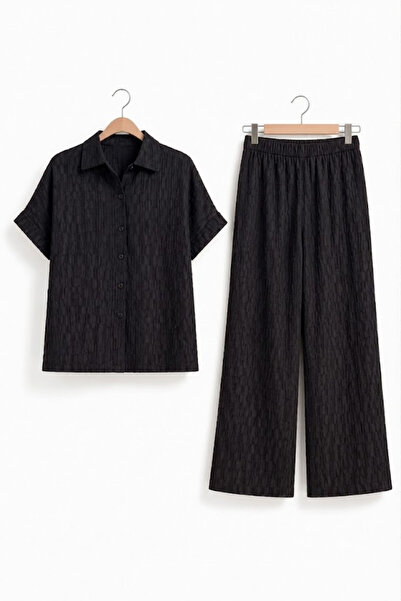Talvien Shirt and Pants Double Textured Wrinkled Fabric Premium Textured Suit