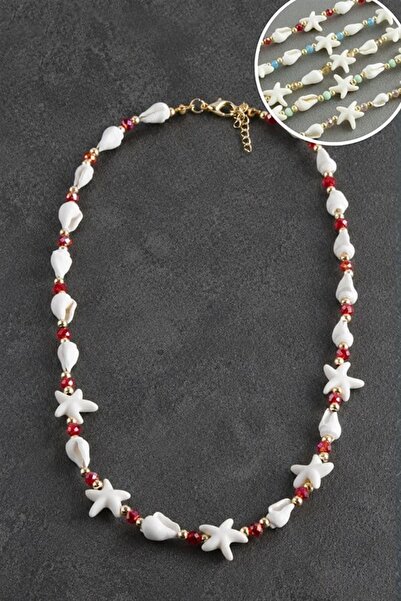 Generic Brand Starfish Crystal Natural Stone Necklace - Yellow