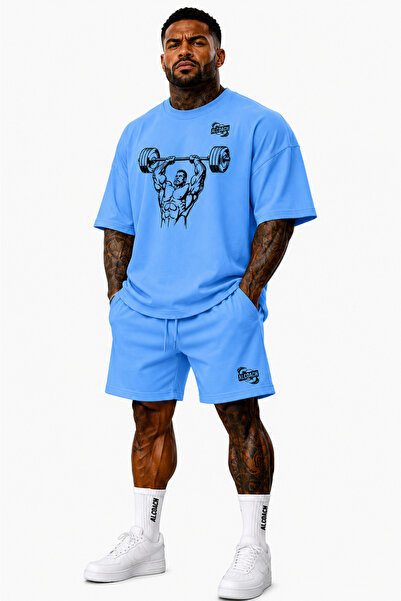 Genenic Summer Bodybuilding Set for Men 2-Piece (Shorts & T-Shirt), Polyester...