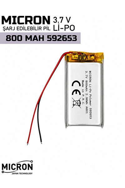 Micron 592653 3.7V 800mAh Li-Polymer (Li-Po) Şarj Edilebilir Pil – Lityum Pol...
