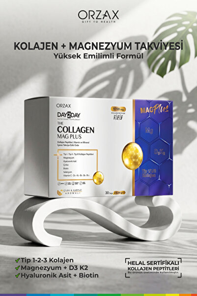 DAY2DAY Collagen Mag Plus 9700 mg Kolajen + Magnezyum + D3 K2 + Biotin 30 Saşe