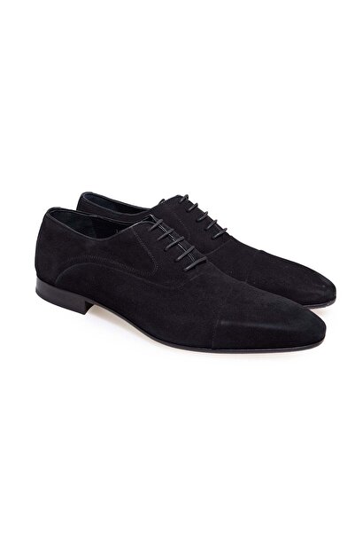 FRANCO CALVANI Black Color Lace-Up Genuine Leather Suede Men's Shoes