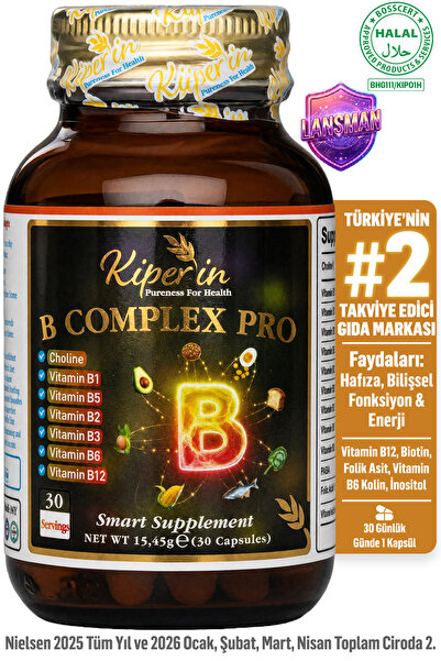 Kiperin B Complex Pro | Yüksek Emilim B Vitamini Kompleksi | 30 Kapsül