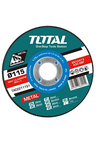 OEM TOTAL - SET 10 DISCURI ABRAZIVE PENTRU TĂIERE METALE - 115X1.2MM