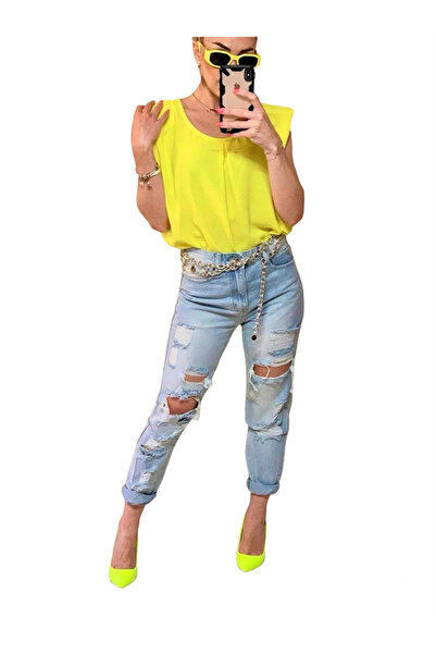 Woman's Fashion Γυναικεία Αμάνικη Κίτρινη Μπλούζα