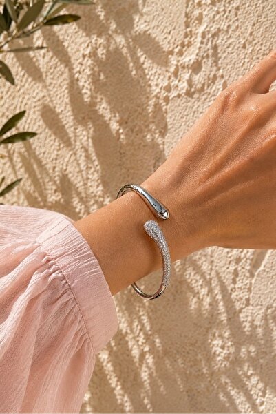Okko Store Steel Stone Eye Drop Cuff Bracelet