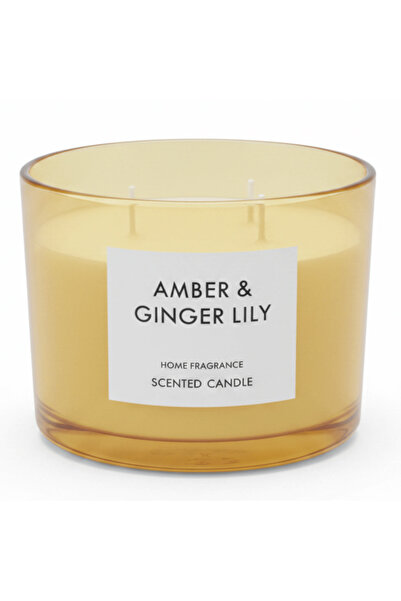 AKDC Home Fragrance Scented Candle in Glass Cup | 8×11 cm | Amber & Ginger Lily