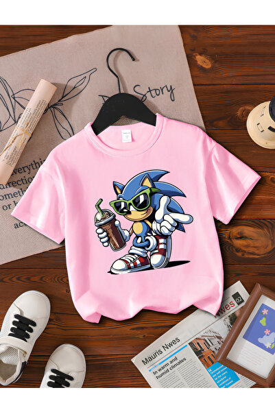 MAGORS تيشيرت للأطفال من SONIC THE HEDGEHOG بطبعة الموسم الجديد وياقة دائرية ...