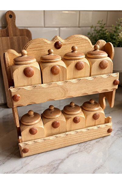 Minia Wooden Handmade Mini Spice Rack 8 Pieces X 10 cm