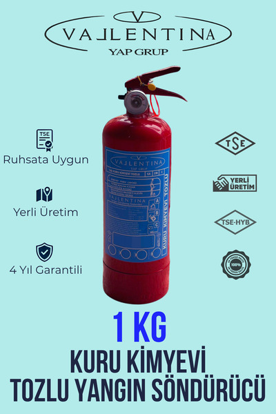 1 KG YANGIN SÖNDÜRME CİHAZI TSE-HYB/CE BELGELİ (TÜVTÜRK ONAYLI)