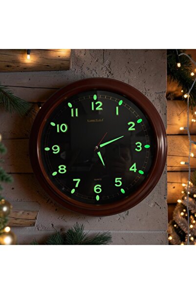 Time Gold Fosforlu Kabartma Rakamlı Eskitme Duvar Saati Çap 36 cm Plastik