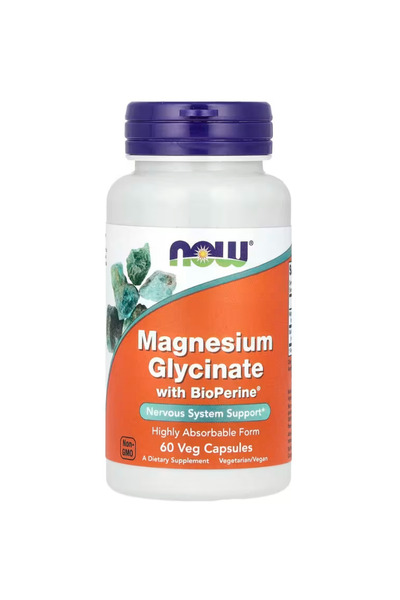 Now Foods Supplements, Magnesium Glycinate with BioPerine, 60 Veg Capsules