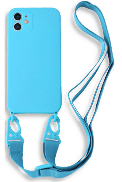 Bodycell Θήκη Σιλικόνης με Λουράκι Λαιμού - Apple iPhone 11 - Light Blue