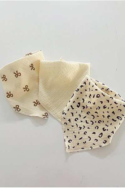 COOLMINIES 3-Piece Patterned Double Layer Muslin Fabric Baby Bib, 100% Cotton...