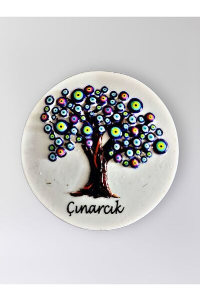 Mundy ÇINARCIK Polyester Kabartmalı Magnet çap:6,5cm Dekoratif Hediyelik Buzd...