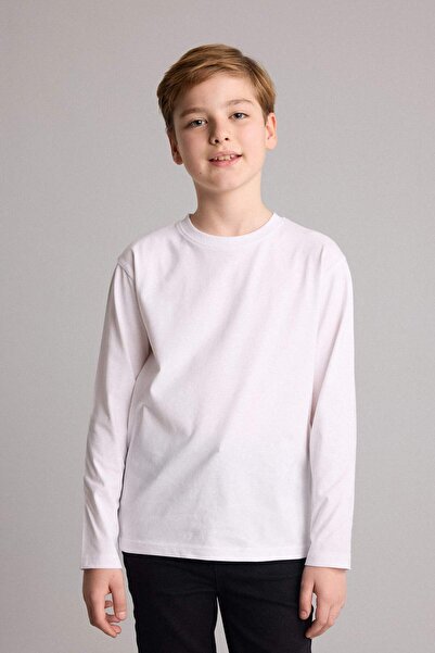 DeFacto 100% Cotton Crew Neck Basic Plain Long Sleeve School T-Shirt for Boys...